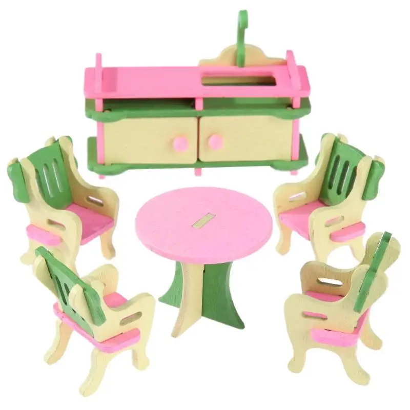 Simulation Miniature Wooden Furniture Toys Dolls Kids Baby Room Play Toy Furniture DollHouse Wood Furniture Set For Dolls - Цвет: 544