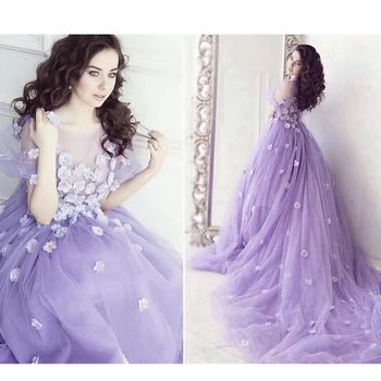 

Robe De Soiree Flower Prom Gown Unique Design Sleeve Floor Length Wedding Party Dress Vestidos