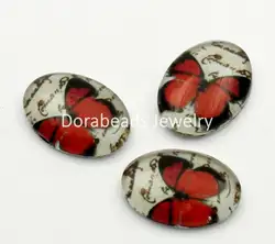 DoreenBeads Стекло кабошоны овальный Бабочка Красный 18x13 мм, 30 шт. (B22493) Иу