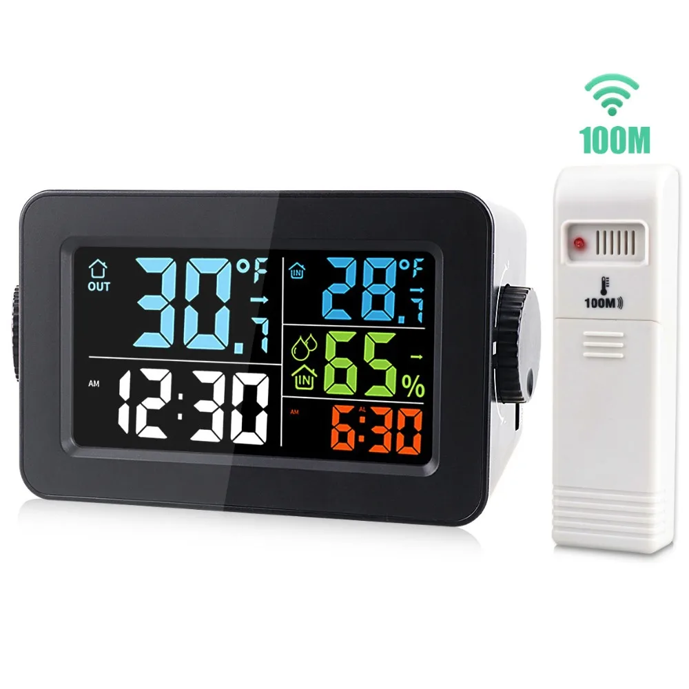 

Scotte Wireless Digital Hygrometer Indoor Outdoor Thermometer Wireless Temperature-Humidity Monitor with Backlit Touchscreen