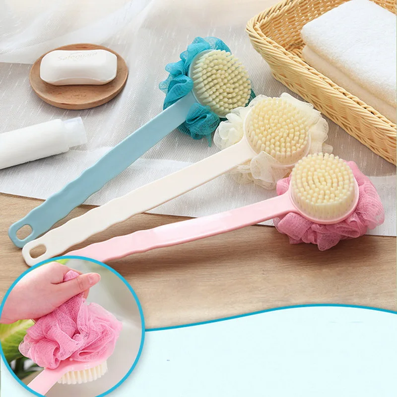Double Sided Bath Brush Long Handle Scrubber Skin Massage Brush Foot