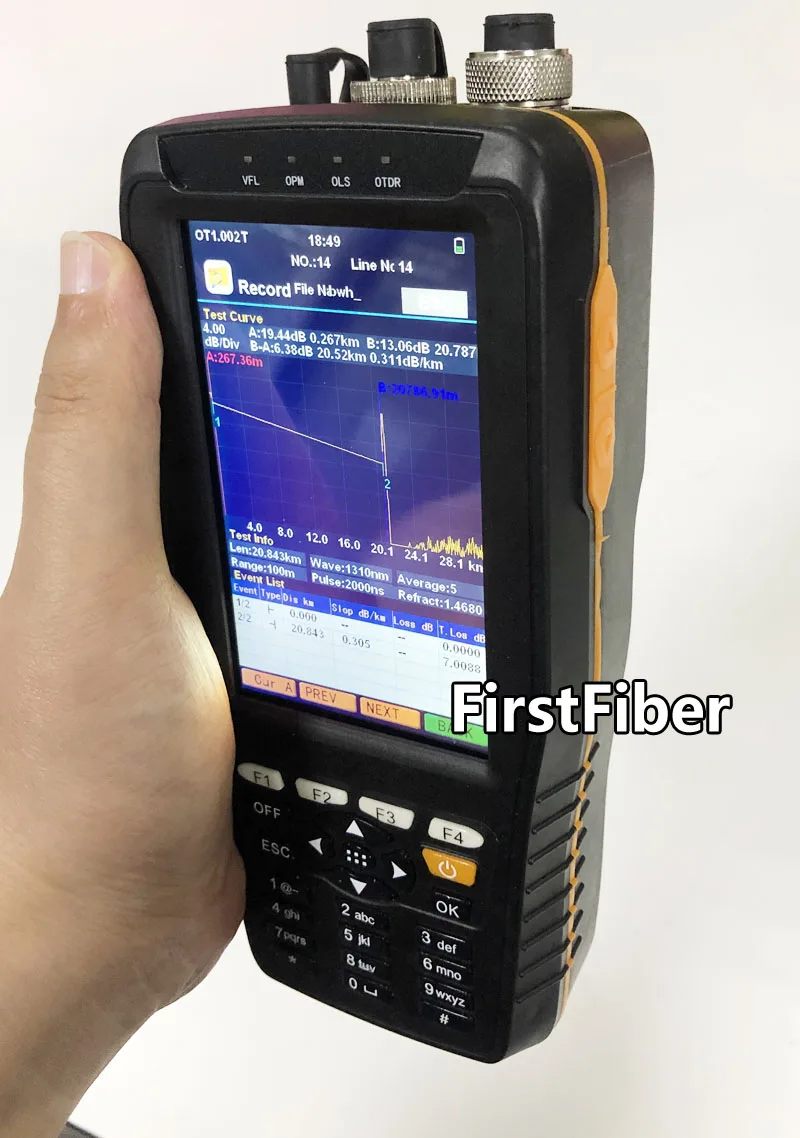 Goede Hoge Precisie OTDR Tester Optical Time Domain Reflectometer 4 in 1 OPM OLS VFL Touch Screen 3m tot 60km Bereik Optische Instrument