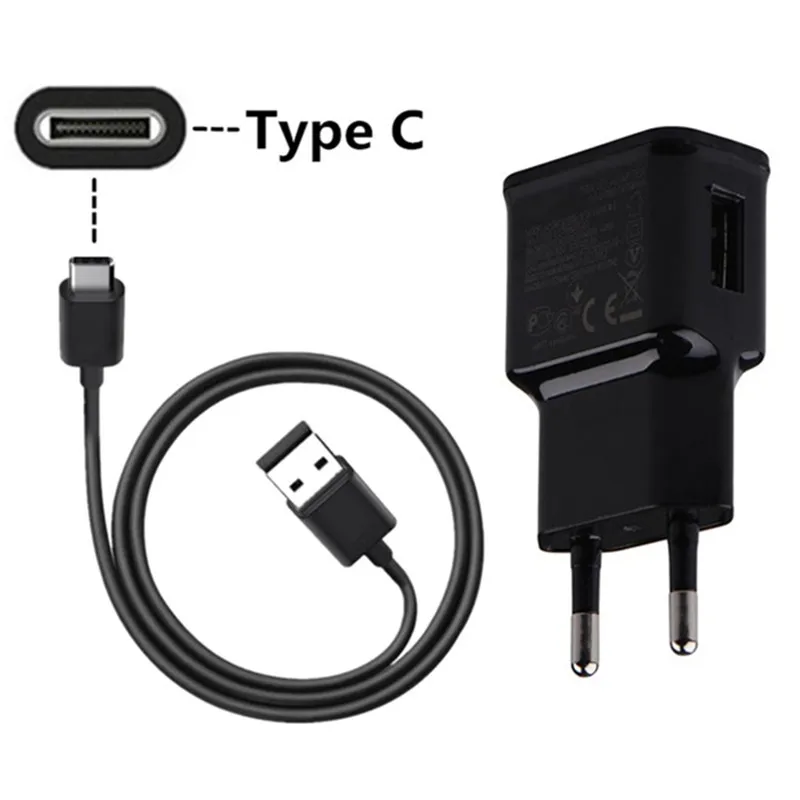 

5V 2A EU Plug Wall USB adapter & Type C USB Data Charger Cable For Samsung A7 2018 A3 A5 2017 S10 S9 S8 A40 One Plus 7 6 5 LG G6