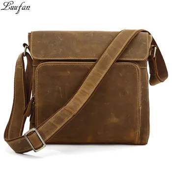 

High quality Genuine Leather shoulder bag unisex leather messenger bag Cowhide Crossbody Bag for iPad casual satchel bag