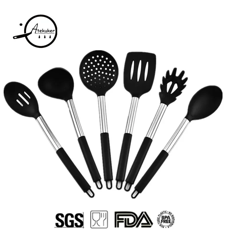 

Atekuker 6Pcs Kitchen Utensils Set Ladle Spoon Slotted Spatula Spaghetti Tools Cooking Tools Set Kitchen Accessories