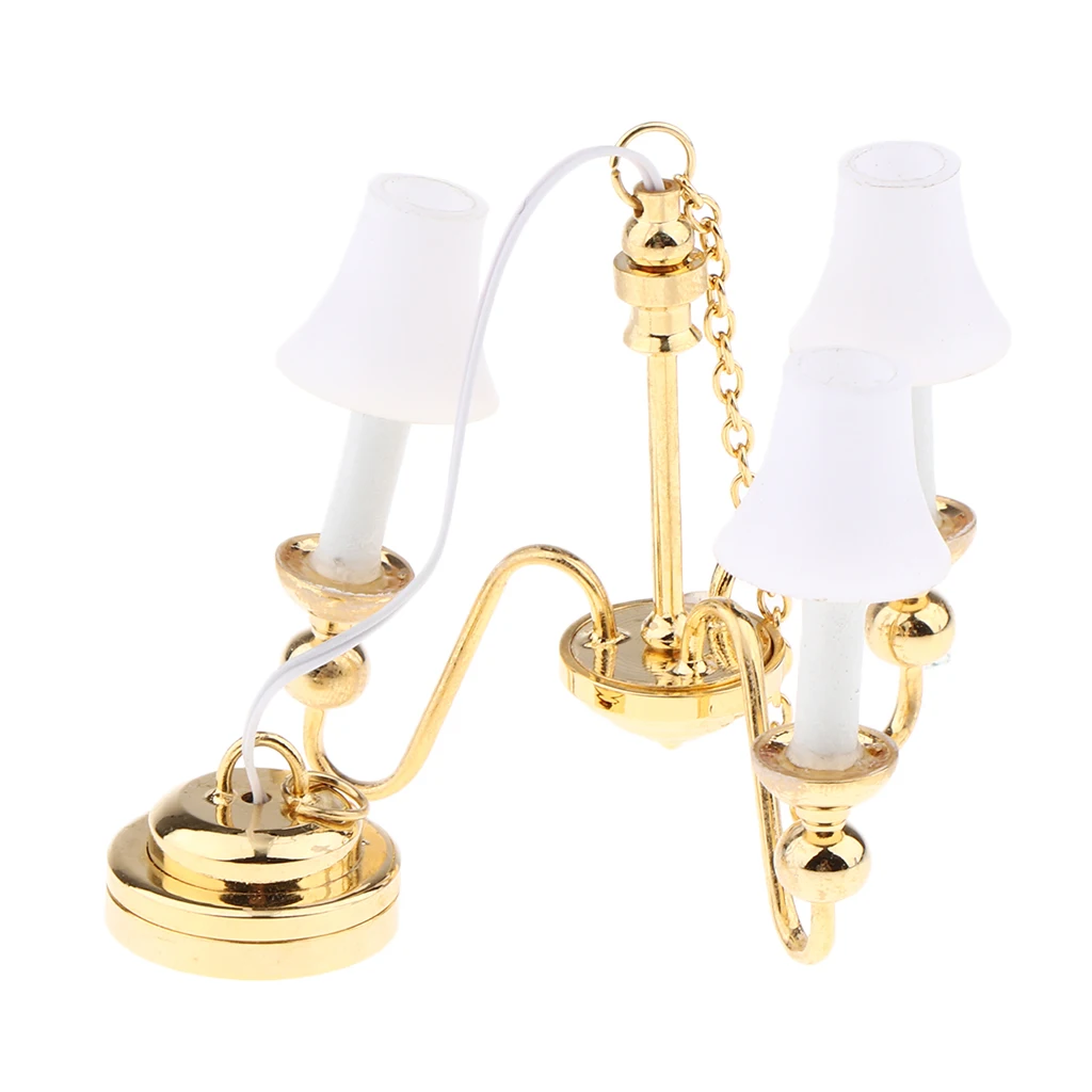 Dollhouse Furniture 1/12 Scale Ceiling Lamp LED Lights Bedroom Living Room Decor Accessories