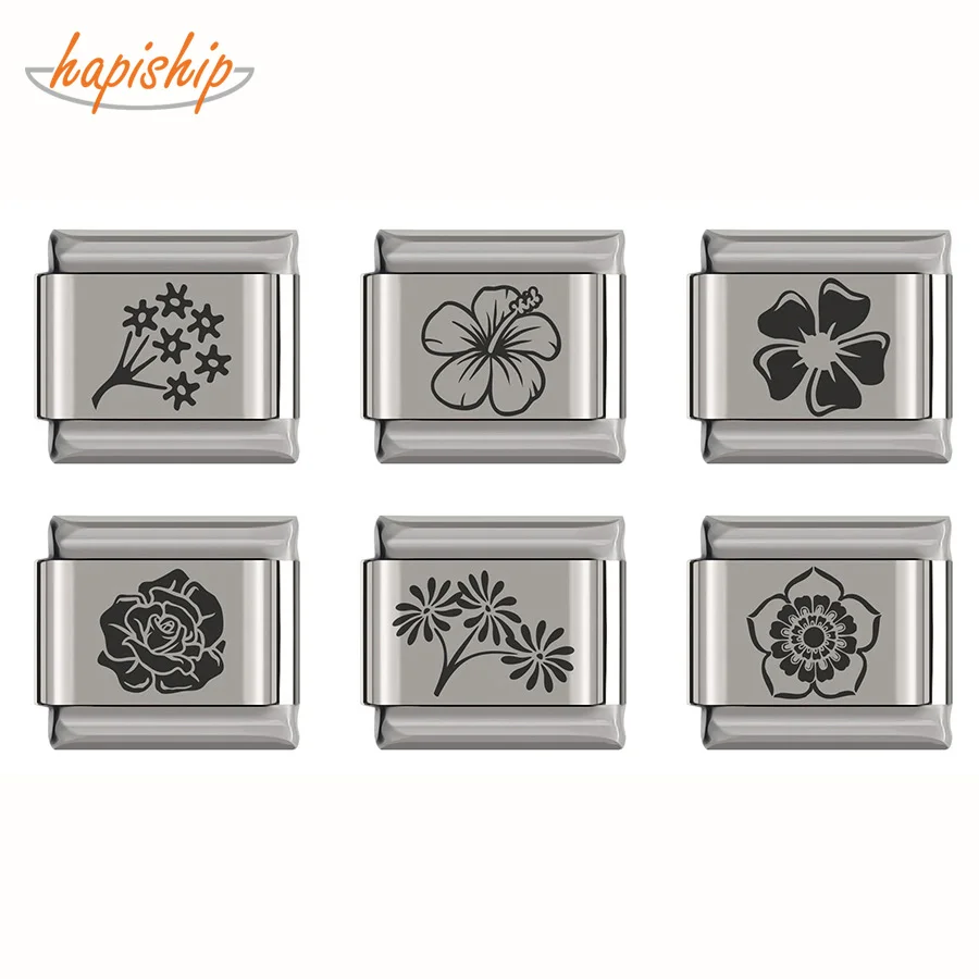 

Hapiship 1Pcs 9mm Width Original Daisy Sweet Flower Charm Links Fit 9mm Bracelet Silver Stainless Steel Jewelry Making DJ200