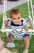 New Design Printed Canvas Baby Swing Hanging Chair With Wood Safe Outdoor Child Kids Play Swing