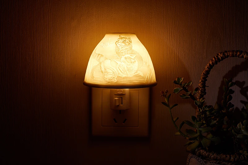 Conduziu a Luz da Noite em Casa Interior da ue Nordic Simples Cerâmica Branca - Eua Plug Iluminação Bebê Sono Leve Romântico Presente Fragrância Lâmpada no 10 Nordic simples cerâmica branca CONDUZIU a luz