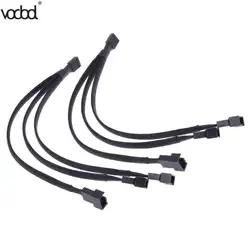 4 Pin PWM кабель вентилятора от 1 до 3 путей 1/2/5 шт разветвитель кабеля черного цвета с длинными рукавами 26 см Длина соединитель для удлинителя