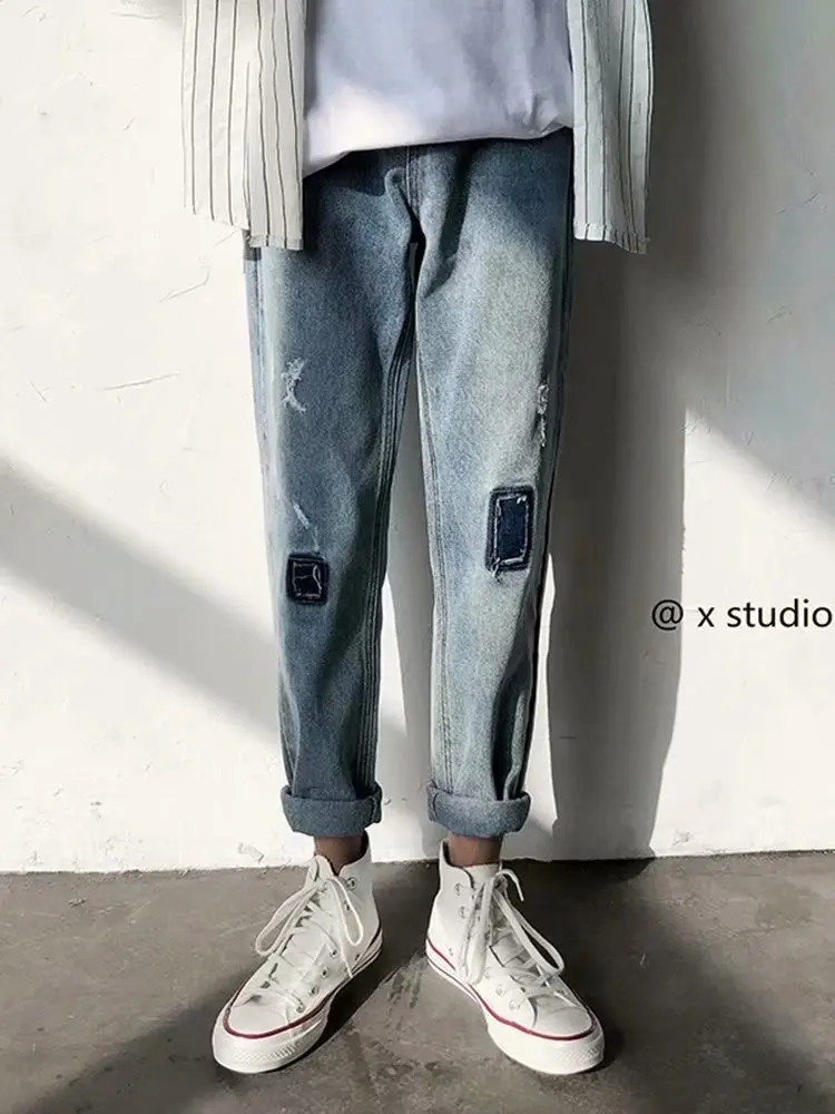 

Cool Mens Jeans Super Men Non Ripped Stretch Denim Pants Male Zipper Waist Streewear