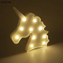 Милый 3D Marquee Единорог ночник пластиковый светодиодный светильник для детей Детская спальня ночники вечерние свадебные украшения освещение