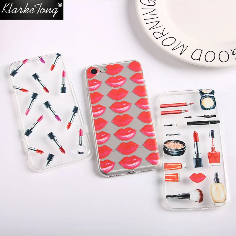 KlarkeTong Cute Cosmetic Makeups Lipstick Red Lips Phone Case For