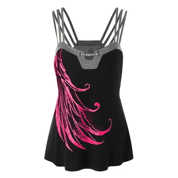 

Plus Size Women Tops Camis Summer Sexy Spaghetti Printed Top Summer New Femme Shirts Oversize Casual Top Ws8173Y