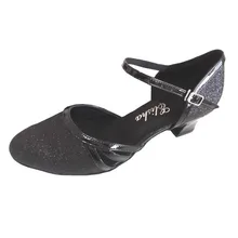 Женские современные туфли на каблуке с закрытым носком для латинских танцев, вечерние туфли для танцев, туфли для танцев с одним ремешком черного цвета