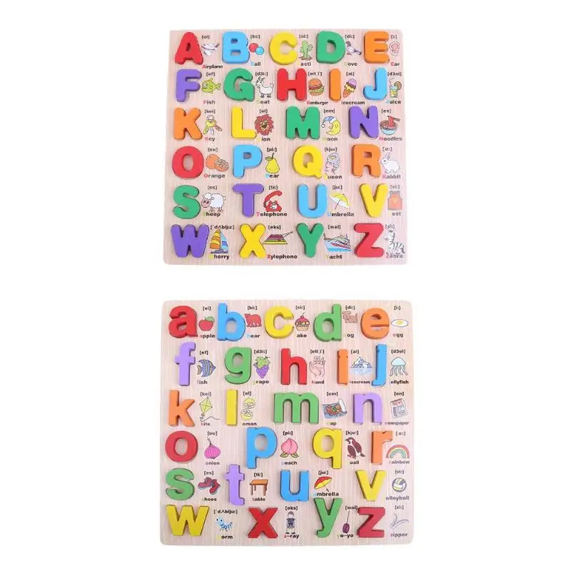 

English Letters Wooden Puzzle Toy Alphabet Letters Words image Educational Foam Mat Children Montessori Educational Toys