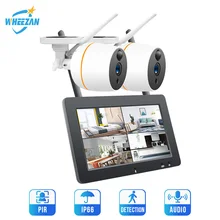 Wheezan Беспроводной безопасности Камера Системы CCTV 1080P Wi-Fi NVR с 7-дюймовым ЖК-дисплей комплект видеонаблюдения Камера s домашний двухстороннее аудио