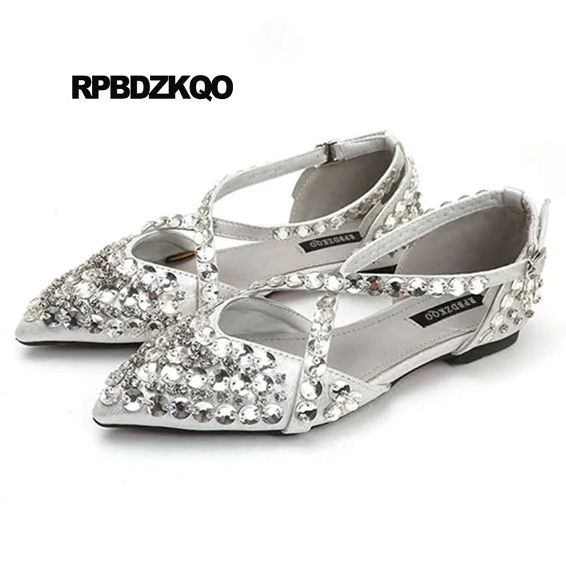 Crystal Women Silver Gold Dress Sandals Chinese Wedding Shoes