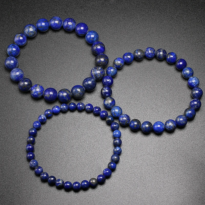 Высокое качество натуральный Лазурит бусины из синего камня браслеты для женщин мужчин стрейч браслет Пара Йога ювелирные изделия женский мужской подарок