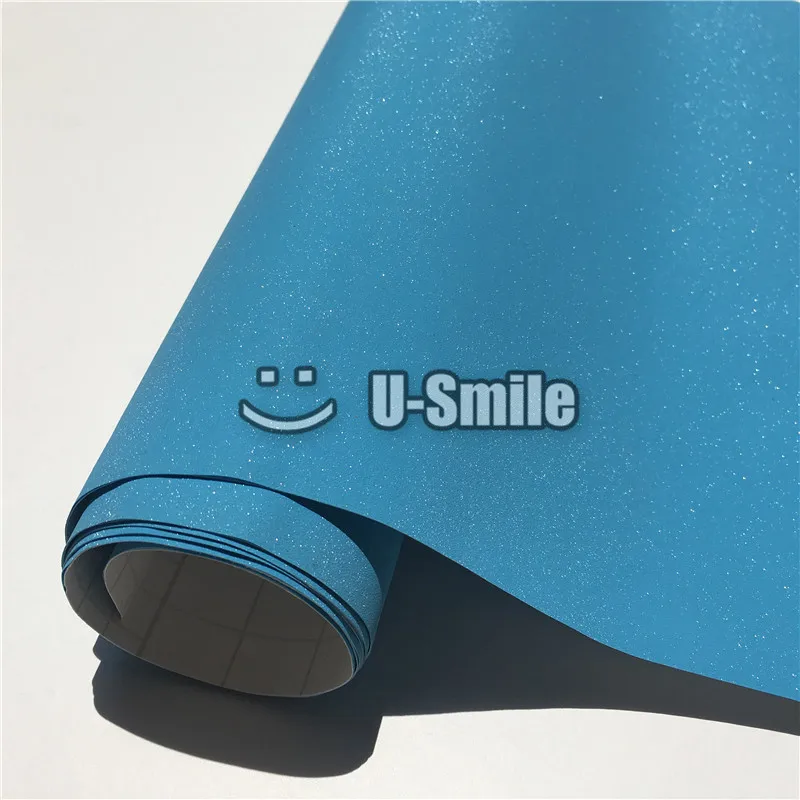 High Quality Baby Blue Glitter Sandy Diamond Vinyl Film Sheet Decal Bubble Free For Phone font