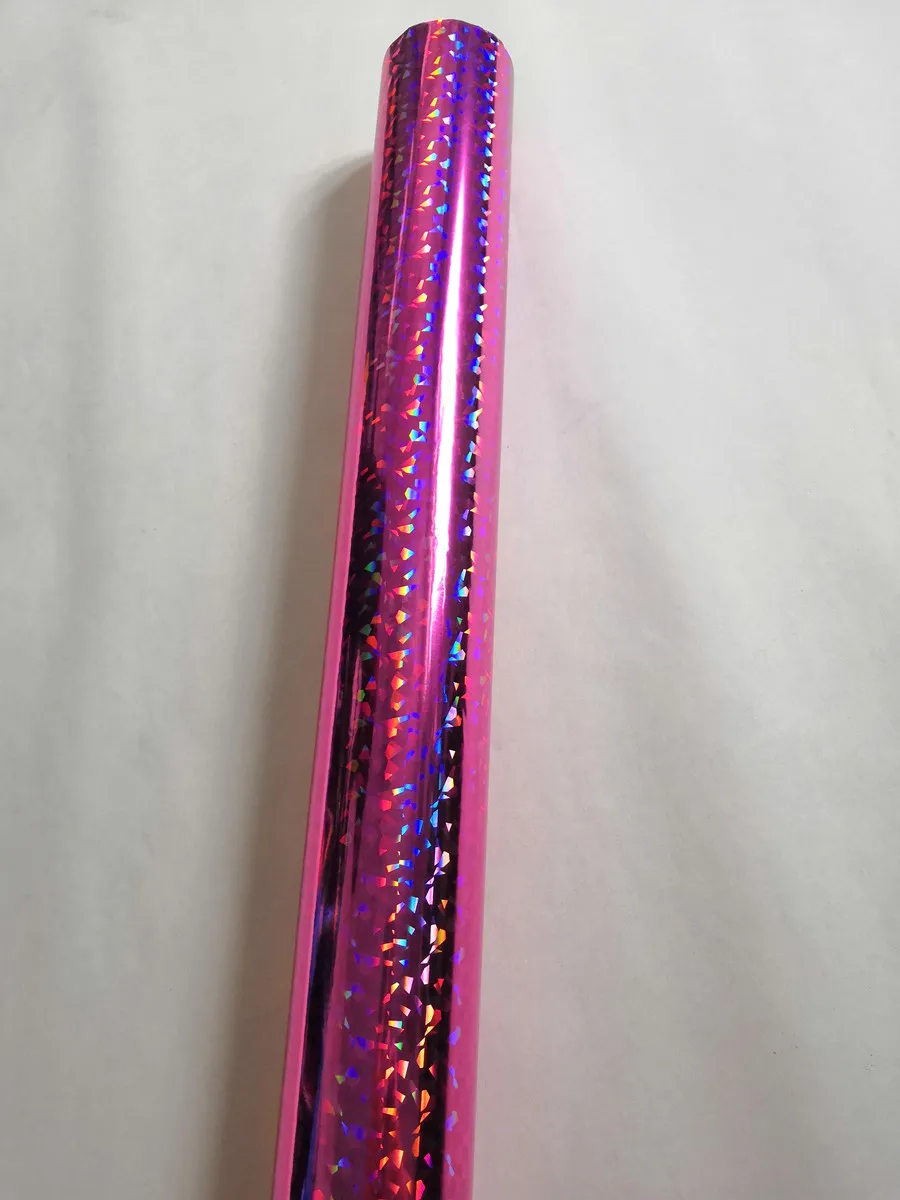 

Holographic foil pink color broken glass pattern Q-1-04 hot stamping on paper or plastic heat transfer film