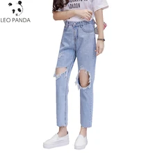 Демисезонный Новинки для женщин отверстие кисточкой высокой Молния Fly Прямо ботильоны Длина брюки джинсы женские свободные Повседневное модные джинсы ZX1033