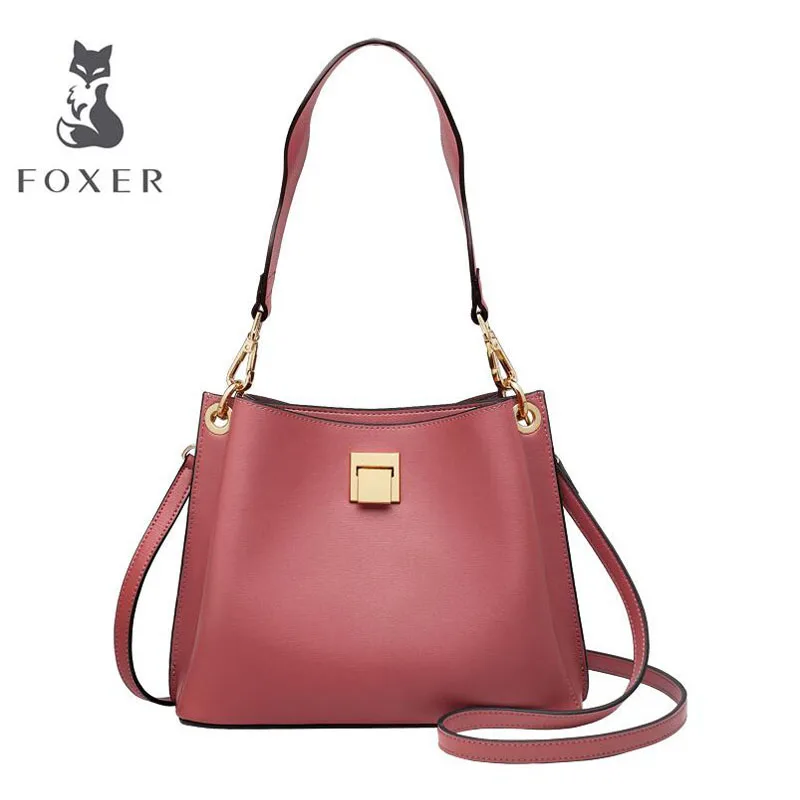 

Cow leather handbag 2019 new fashion one shoulder messenger bag Handbag female Leisure bucket bag