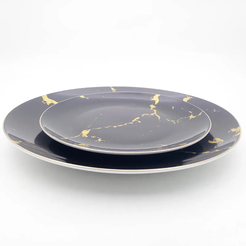 Тарелка из золотого мрамора, керамический поднос, тарелка для обеда, нордическая, круглая тарелка для стейка, пасты, Роскошная Посуда, круглая тарелка для еды, рождественские подарки