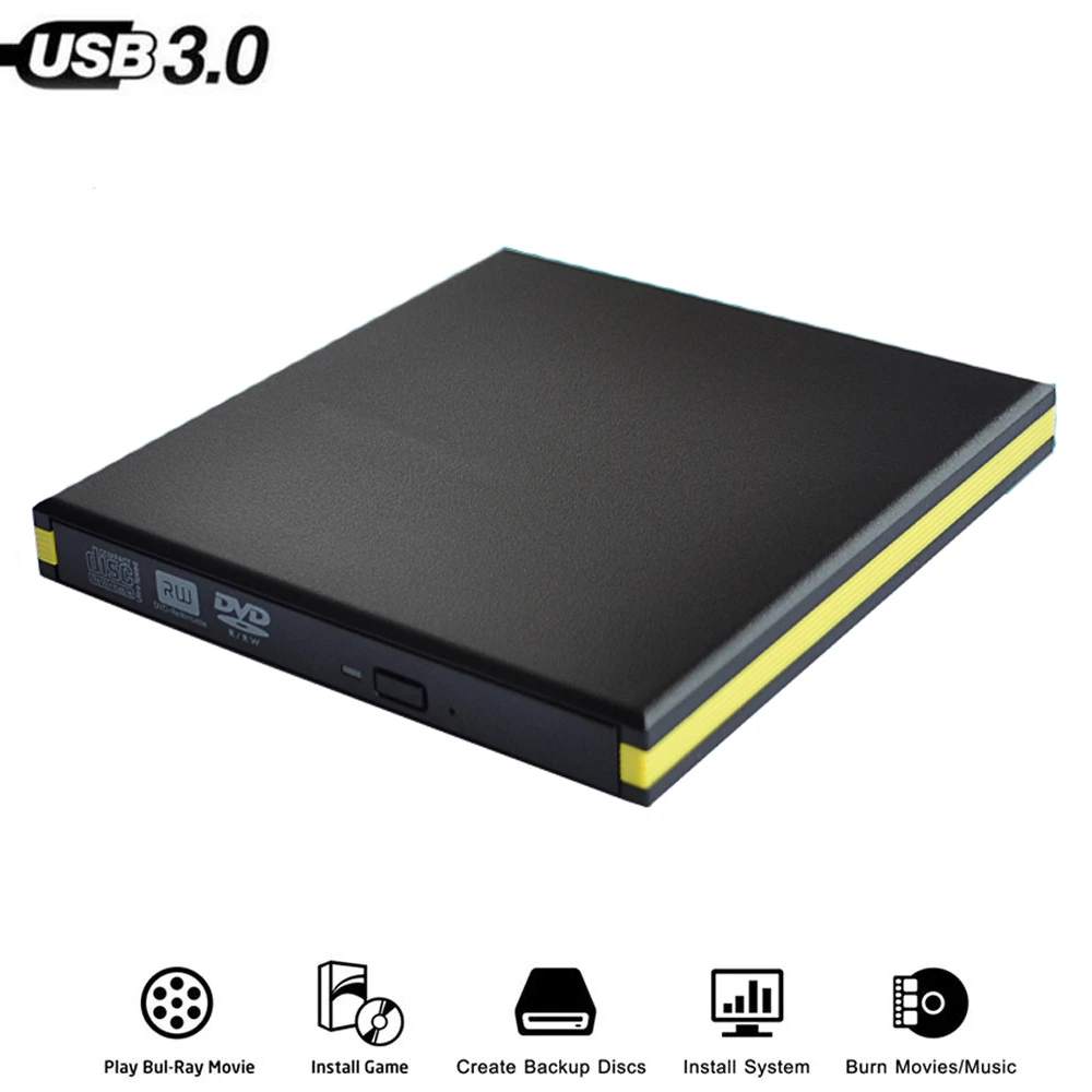 USB 3.0 LightScribe DVD-ROM CD-RW DVD-RW Burner External Drive for PC Laptop Desktop