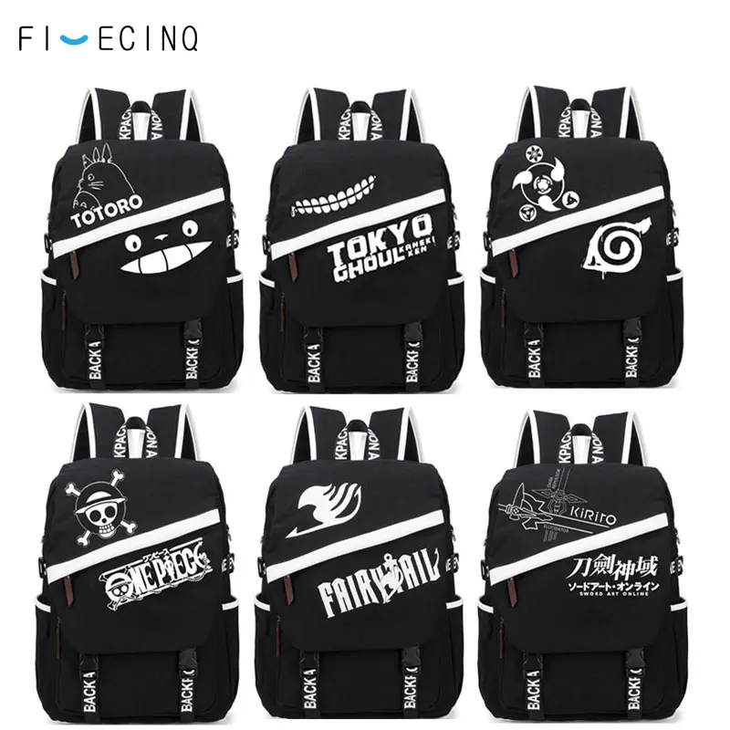 

Anime Backpack GINTAMA One Piece Naruto Fairy Tail Totoro Sword Art Online Tokyo Ghoul School Student Cool Fashion Shoulder Bag