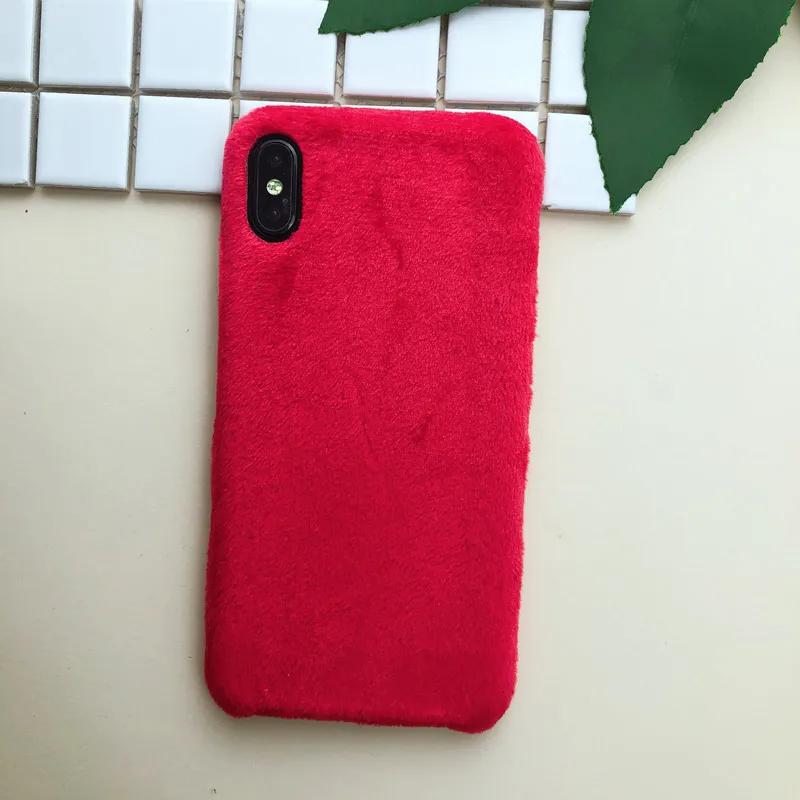 Ворсовый мех плюшевый чехол для телефона для iPhone XS Max XR X Гладкий Мягкий зимний теплый мех Меховой чехол s для iPhone 8 7 6 6s Plus чехол - Цвет: red