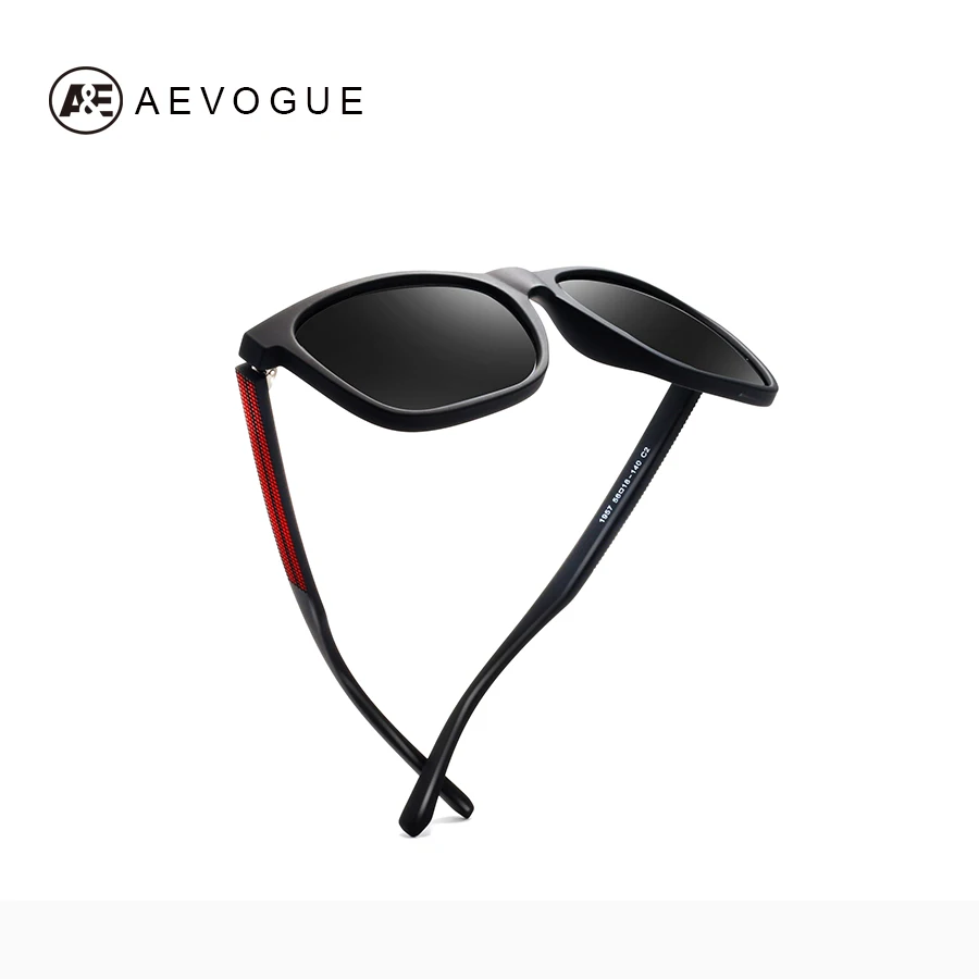 AEVOGUE HD Polaroid Солнцезащитные очки для мужчин оправа TR90 матовая черная квадратная красная линия винтажные очки для женщин фирменный дизайн UV400 AE0616