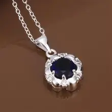 High Quality retail cheap Woman Silver Necklace Jewelry Gem Zircon N469