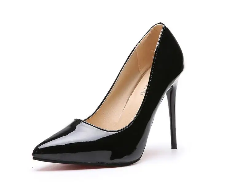 Офисная Женская обувь больших размеров 44 пикантные вечерние женские туфли на высоком каблуке модельные туфли-лодочки с острым носком женские туфли-лодочки с закрытым носком на каблуке 11,5 см - Цвет: Черный