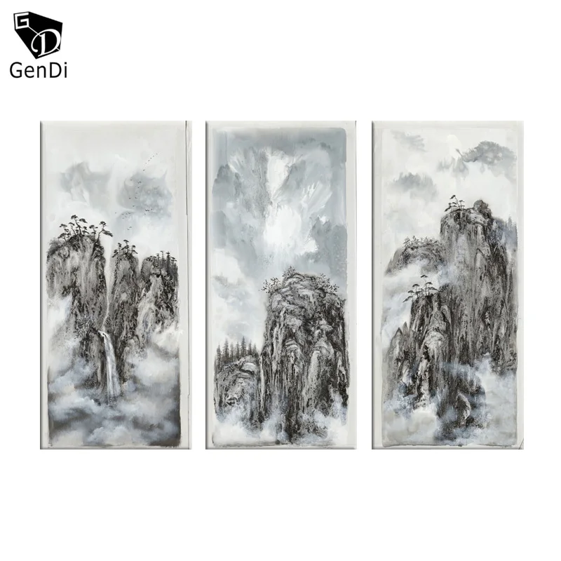 GenDi 3pcs/set Landscape Canvas Painting Dangerous Mountain Wall
