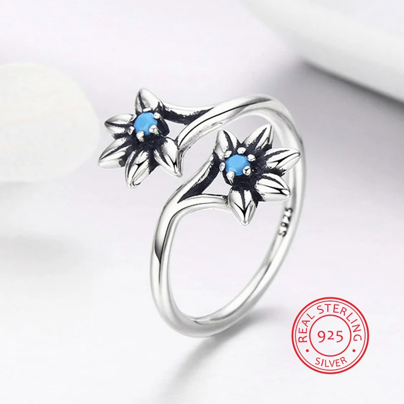 

Infinty Youth Adjustable Blue Open Ring 925 Sterling Silver Rings For Women Handmade High Quality Sterling-silver-jewelry