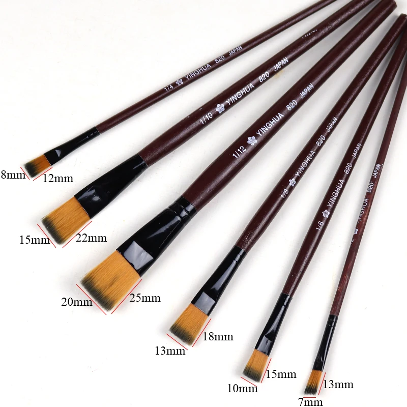 Koop 6 stks set Aquarel Gouache Pen Nylon Haar professionele Tekening Gereedschap Houten Handvat Penseel Tekening Art Supplies