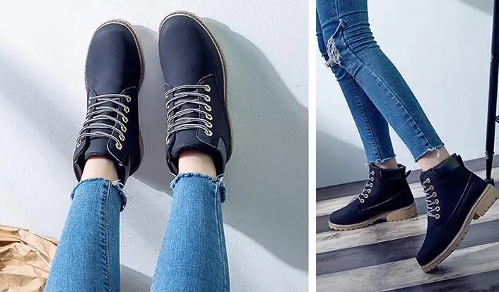 

New single boots female flat bottom couple Martin boots women's booties