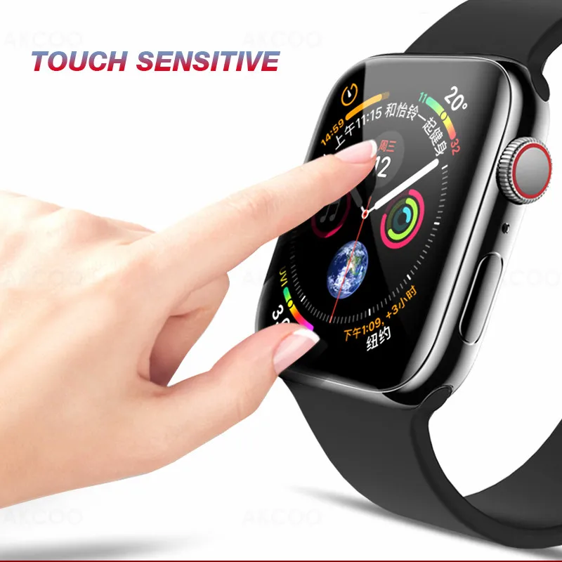 Защитное стекло Akcoo закаленное УФ для Apple watch series 4 полное покрытие пленка 1 2 3 5 38 40 42