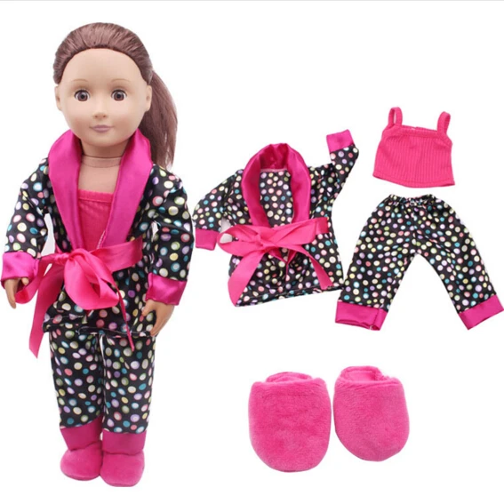 4items Set 18 Inch Girl Doll Clothes Set Sleeping Clothes Pants
