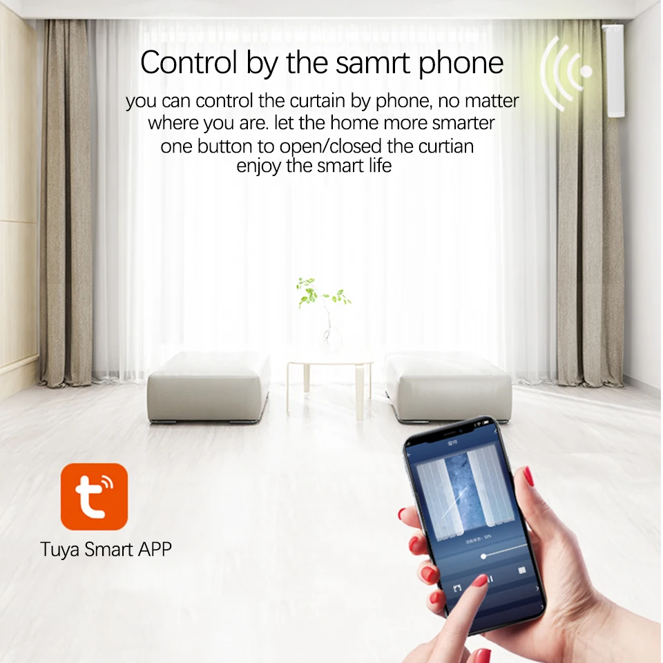 Wifi Smart Electric Curtain Motor+Dooya 433MHZ DC2700 Remote Controller Works with Amazon Alexa Google Home smart life/Tuya APP