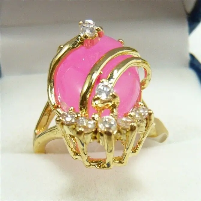 FREE SHIPPING&gt&gt&gt@@ charmming pink jade ring 18KGP(#7 8 9) # | Украшения и аксессуары