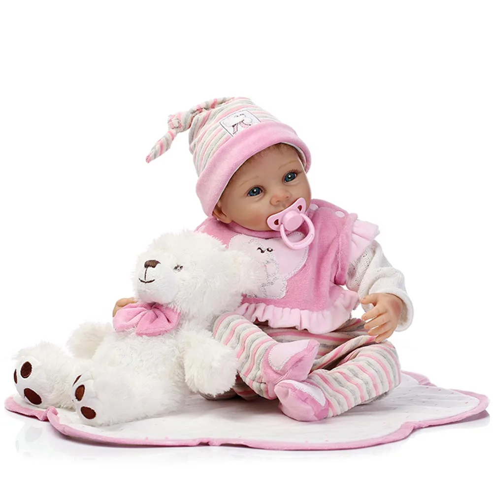 

NPK 22 Inch Reborn Baby Doll Set Silicone Lifelike Cute Newborn Dolls for Kids Playmat Birthday Gift YH-17