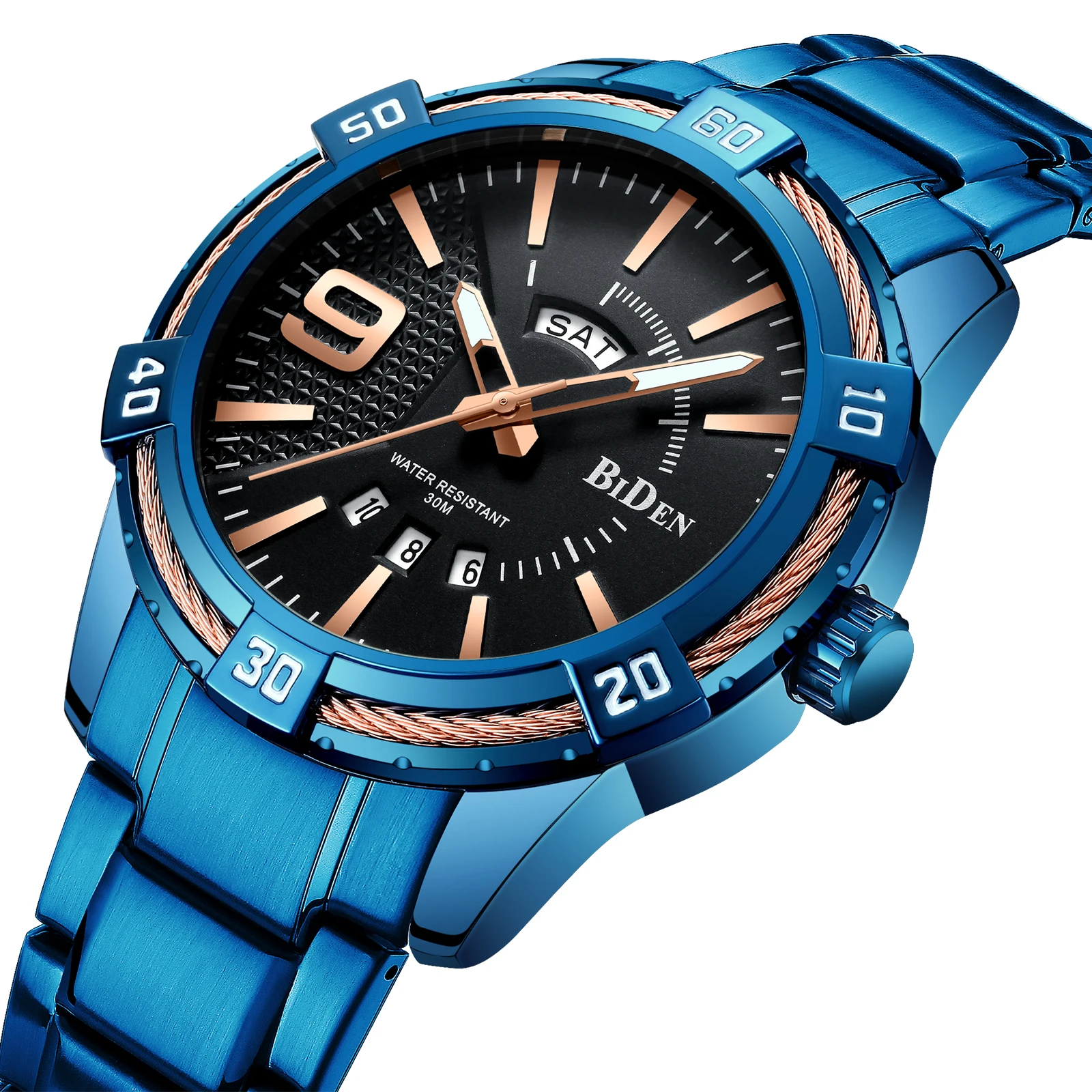 

BIDEN Luxury Brand Men Sport Watches Full Steel Fashion Quartz Watch Male Date Waterproof Military Watch relogio masculino