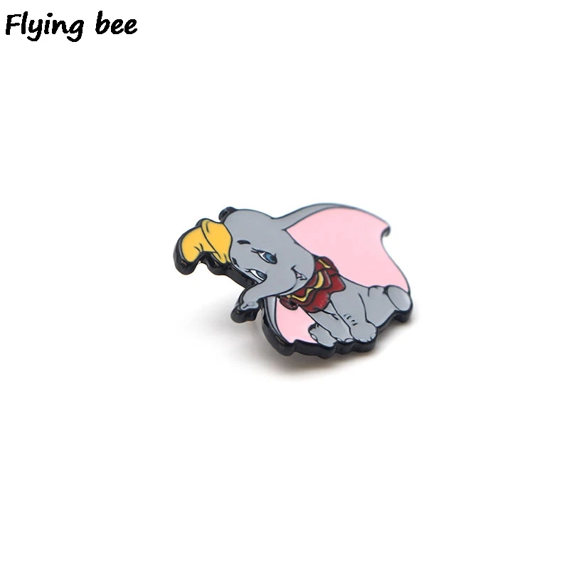 Flyingbee Дамбо милые эмаль булавки мультфильм шпильки для брошей Значки для Джинсовая блузка очарование Дети Заколки ювелирные аксессуары X0156