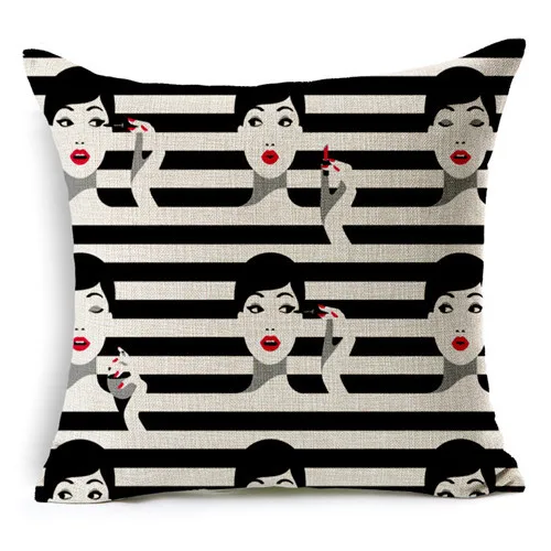 Nordic Style Pop Black Girls Pillow Modern Abstract Art Cushion For Chairs Home Decor For Office Chair Sofa Car Throw Pillows