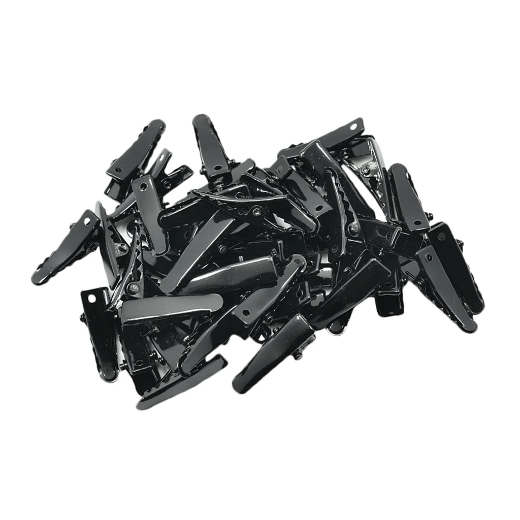 50pcs Mini Black Metal Single Prong Hair Clips Alligator Barrette Findings DIY Women Baby Hair Accessories Kids Hair Bows