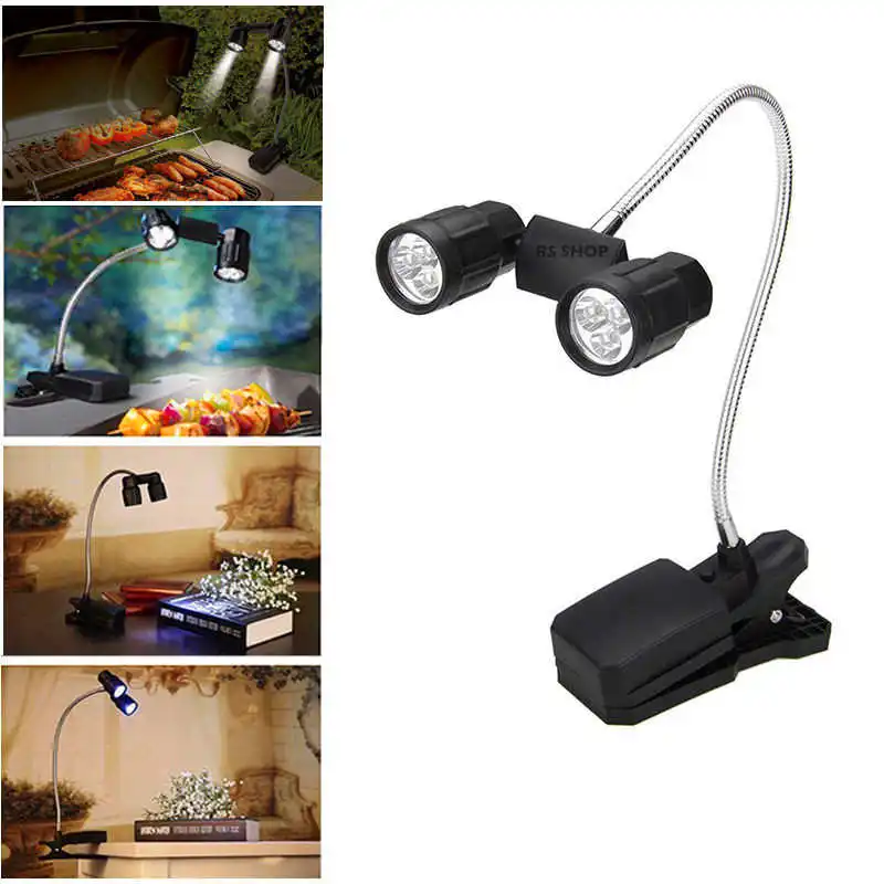 powerful led flashlight Adjustable 6 LED Flexible Clip Light Outdoor