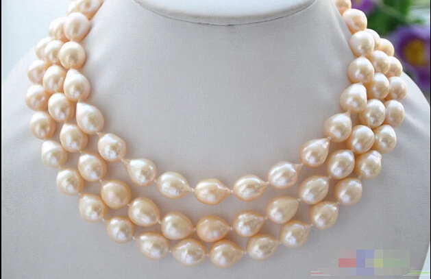 

HOT## Wholesale >>> P4488 48" 10x14mm Teardrop pink Freshwater cultured pearl necklace