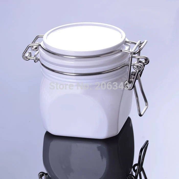 

220g white square shape plastic cream jar, sealing pot/jar for cream/gel/facial scrup/body scrub /mask cream containing